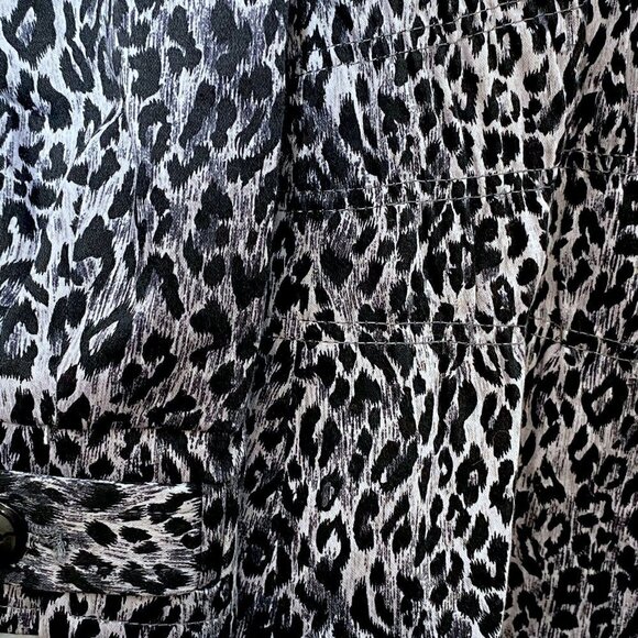 JOAN RIVERS Gray Leopard Jacket Small Cotton Blend Casual Blazer Womens - Picture 7 of 9